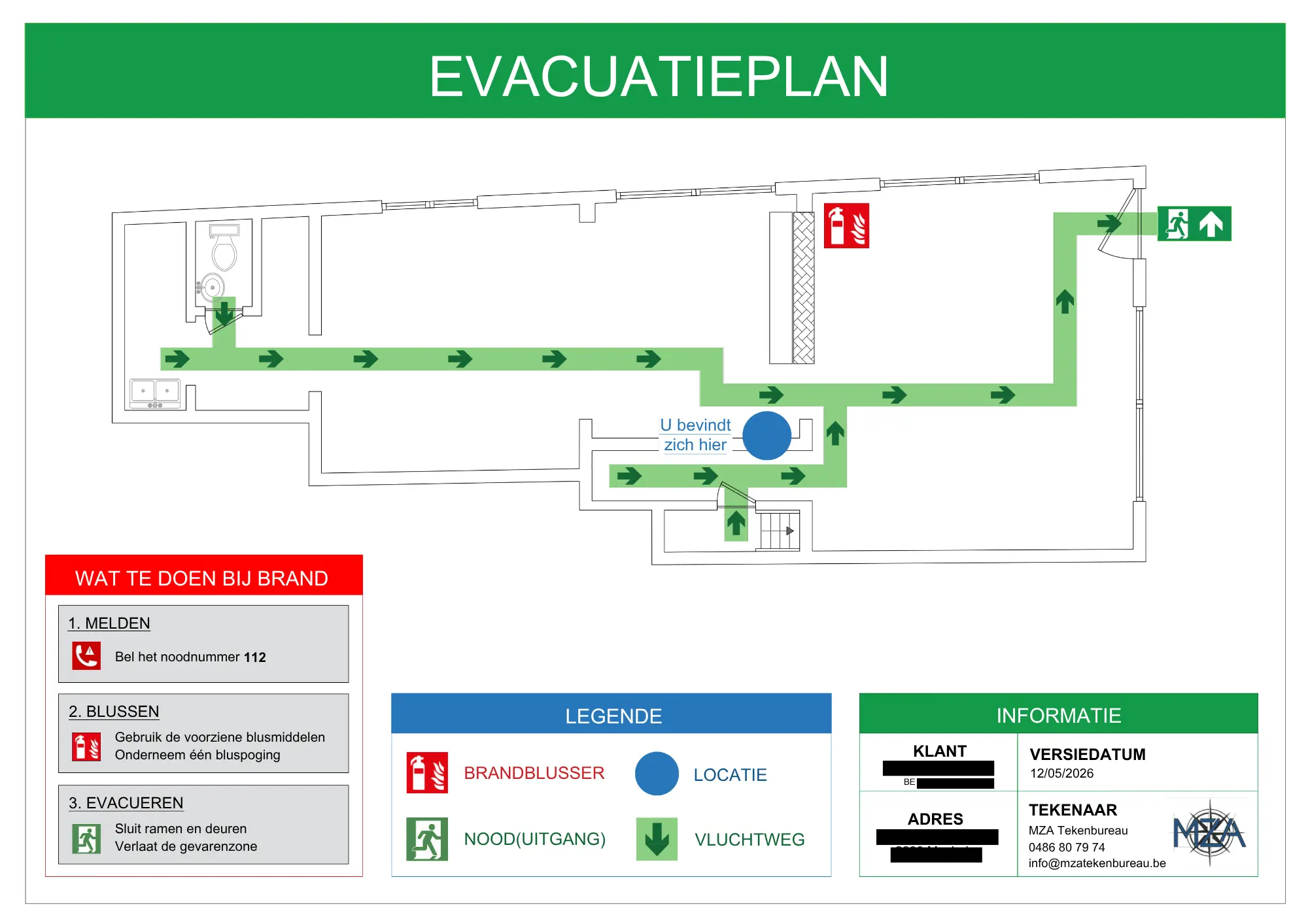 Evacuatieplan voorbeeld